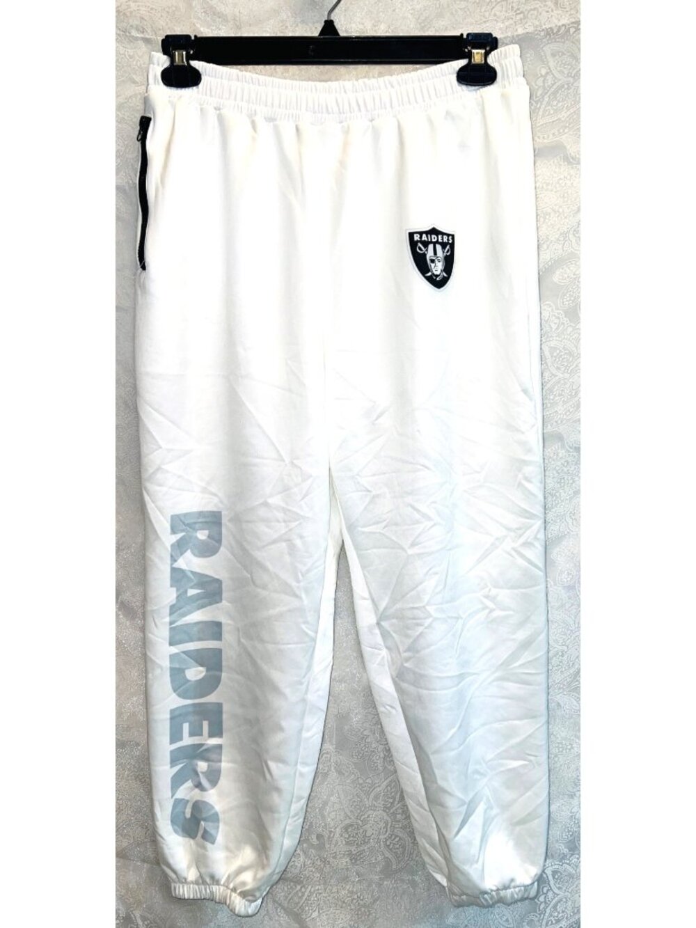Las Vegas Raiders White Sweatpants Joggers Unisex Football Track Pants Large